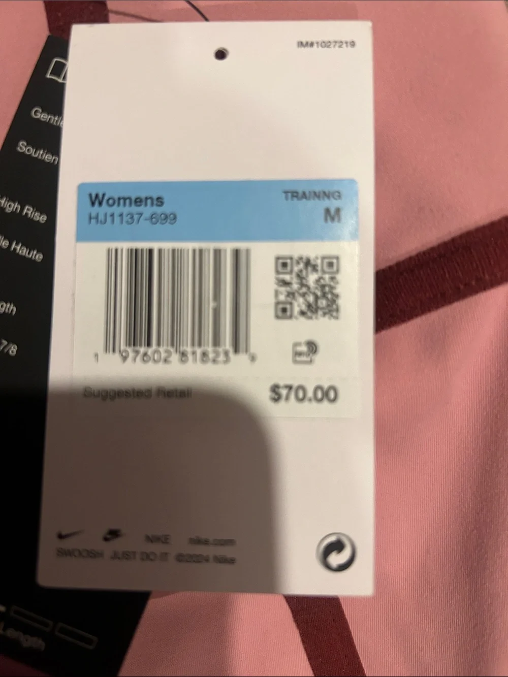 Nike Pink Strappy Sports Bra and Leggings Set with Burgundy Trim